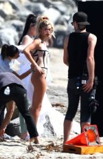 HAILEY BALDWIN in Swimsuit on the Set of a Photoshoot at Long Beach 10/13/2017