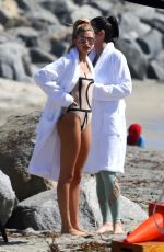 HAILEY BALDWIN in Swimsuit on the Set of a Photoshoot at Long Beach 10/13/2017