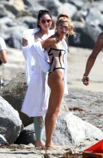 HAILEY BALDWIN in Swimsuit on the Set of a Photoshoot at Long Beach 10/13/2017