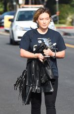 HILARY DUFF Leaves a Salon in Los Angeles 10/19/2017