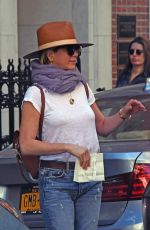 JENNIFER ANISTON in Ripped Jeans Out in New York 10/02/2017