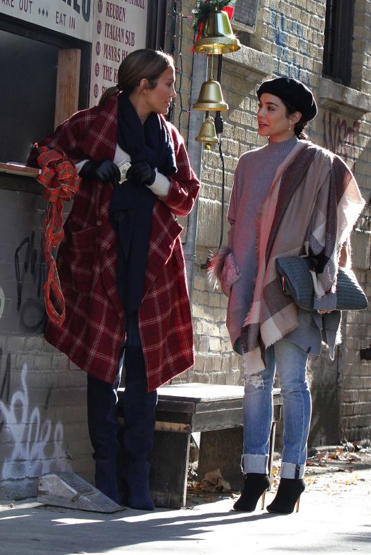 JENNIFER LOPEZ and VANESSA HUDGENS on the Set of Second Act in New York 10/27/2017