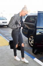 KARLIE KLOSS in Dark Denim at LAX Airport in Los Angeles 10/15/2017