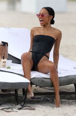 KARRUECHE TRAN in Swimsuit on the Beach in Miami 10/18/2017