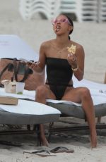KARRUECHE TRAN in Swimsuit on the Beach in Miami 10/18/2017