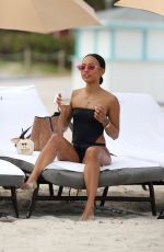 KARRUECHE TRAN in Swimsuit on the Beach in Miami 10/18/2017