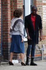 KATE BECKINSALE Filming a Scene for Farming in London 10/12/2017