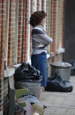 KATE BECKINSALE Filming a Scene for Farming in London 10/12/2017
