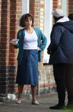 KATE BECKINSALE Filming a Scene for Farming in London 10/12/2017
