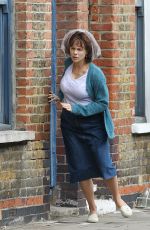 KATE BECKINSALE Filming a Scene for Farming in London 10/12/2017