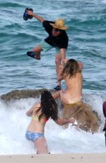 KATE UPTON Falls off Rock on the Set of SI 2018 Swimsuit Issue in Aruba 10/11/2017