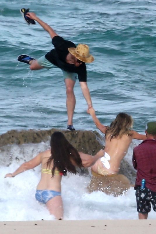 KATE UPTON Falls off Rock on the Set of SI 2018 Swimsuit Issue in Aruba 10/11/2017