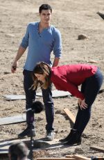 KATHARINE MCPHEE on the Set of Scorpion in Los Angeles 10/23/2017