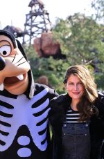 LAETITIA CASTA Poses with Goofy at Disneyland Paris in Marne La Vallee 09/28/2017