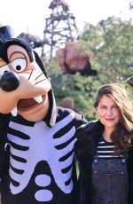 LAETITIA CASTA Poses with Goofy at Disneyland Paris in Marne La Vallee 09/28/2017