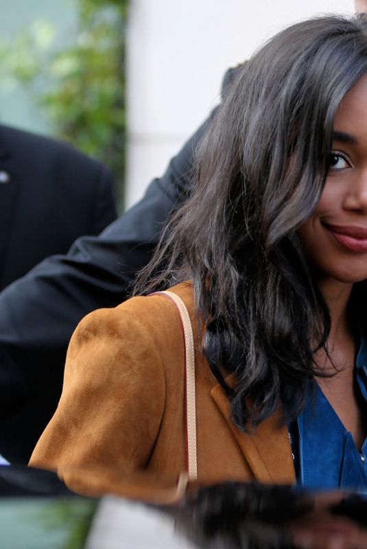 LAURA HARRIER Leaves Bristol Hotel in Paris 10/03/2017