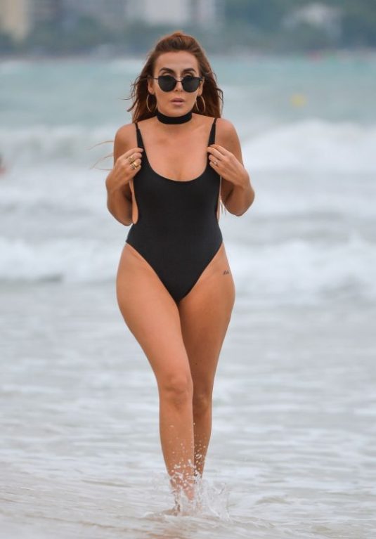 LAURA SIMPSON in Swimsuit on the Beach in Majorca 10/02/2017