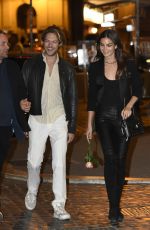 LILY ALDRIDGE and Caleb Followill Out for Dinner in Rome 10/25/2017