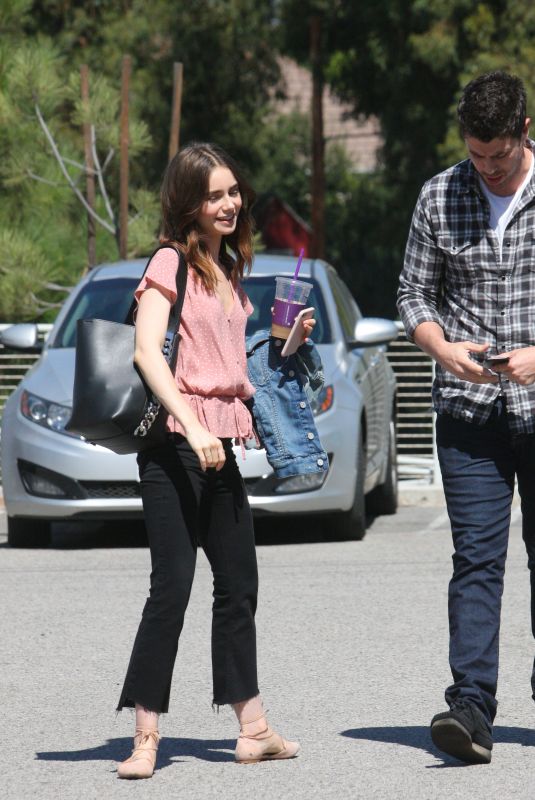 LILY COLLINS After Lunch in Hollywood 10/04/2017