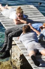 LILY JAMES Out in Croatia 10/08/2017
