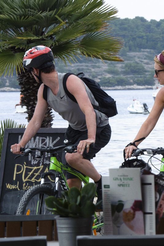 LILY JAMES Out Riding a Bike in Croatia 10/06/2017