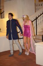 LISA OPIE and Her Boyfriend in a Barbie and Ken Costume Out in Los Angeles 10/25/2017