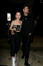 MADELAINE PETSCH and Travis Mills Night Out in Los Angeles 10/16/2017