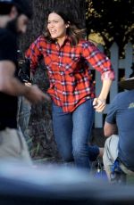 MANDY MOORE on the Set of This is Us in Eagle Rock 10/23/2017