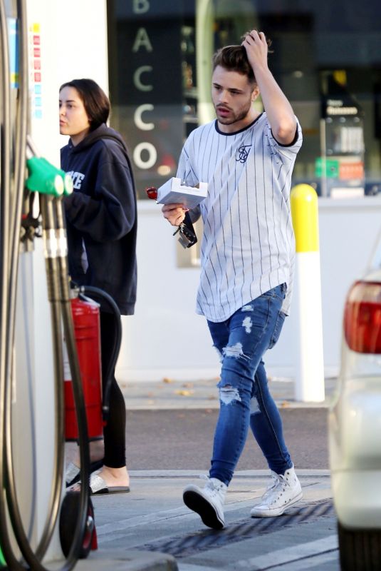 MARNIE SIMPSON and Casey Johnson at a Gas Station in London 10/15/2017