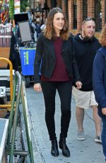 MEGAN BOONE on the Set of The Blacklist in New York 10/03/2017