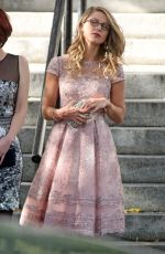 MELISSA BENOIST, CHYLER LEIGH and CAITY LOTZ on the Set of Supergirl in Vancouver 10/11/2017