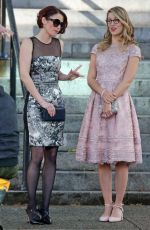 MELISSA BENOIST, CHYLER LEIGH and CAITY LOTZ on the Set of Supergirl in Vancouver 10/11/2017