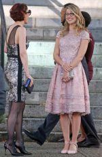 MELISSA BENOIST, CHYLER LEIGH and CAITY LOTZ on the Set of Supergirl in Vancouver 10/11/2017