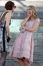 MELISSA BENOIST, CHYLER LEIGH and CAITY LOTZ on the Set of Supergirl in Vancouver 10/11/2017