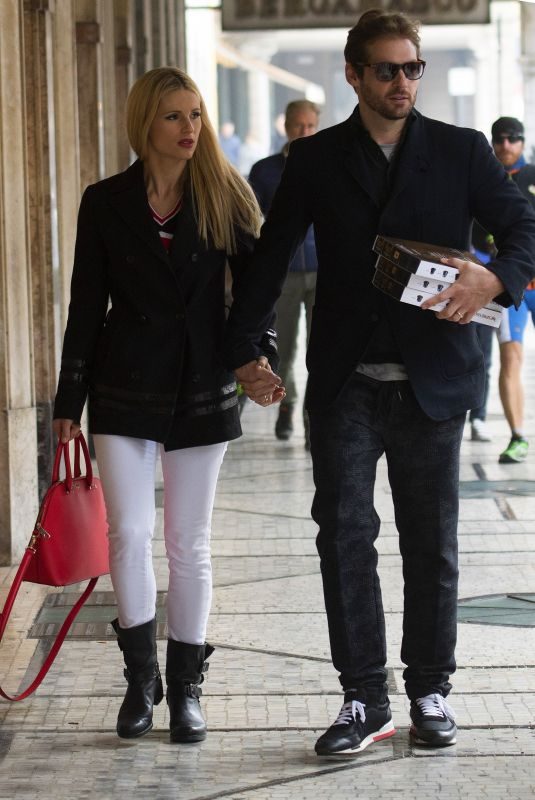 MICHELLE HUNZIKER and Tomaso Trussardi Out in Bergamo 10/21/2017