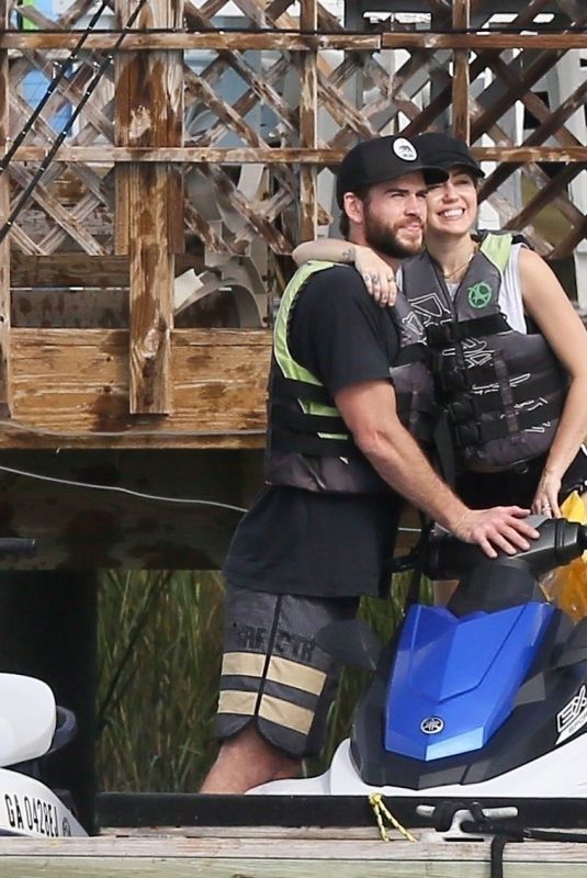 MILEY CYRUS and Liam Hemsworth at Tybee Island in Georgia 10/30/2017