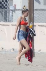 MILEY CYRUS in Bikini Top and Denim Shorts at a Beach in Malibu 10/16/2017