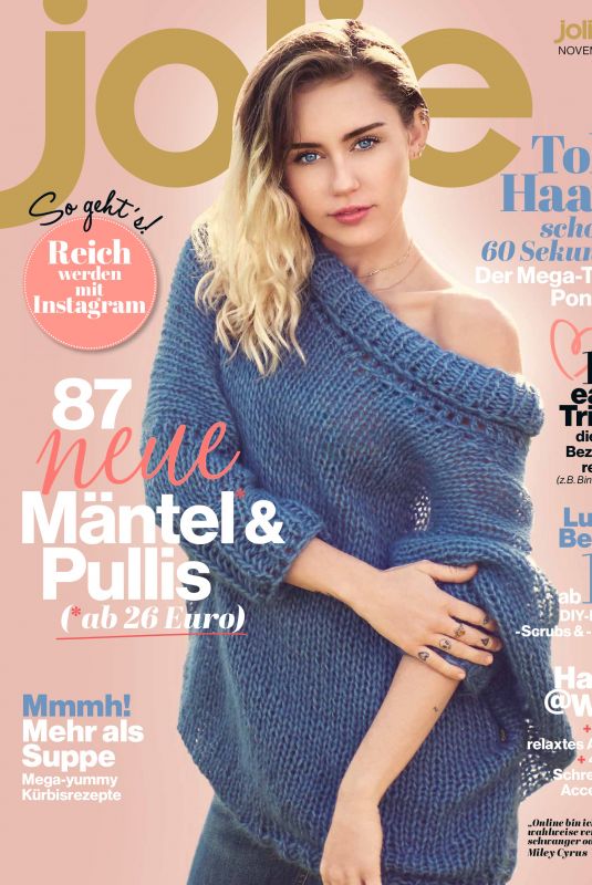 MILEY CYRUS in Jolie Magazine, November 2017