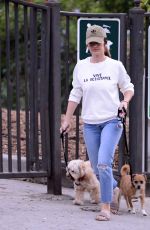 MINKA KELLY with Her Dogs at a Park in Los Angeles 10/04/2017