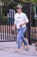MINKA KELLY with Her Dogs at a Park in Los Angeles 10/04/2017