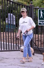 MINKA KELLY with Her Dogs at a Park in Los Angeles 10/04/2017