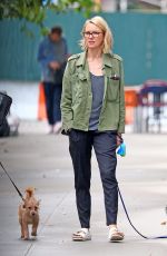 NAOMI WATTS Out with Her Dog in New York 10/03/2017