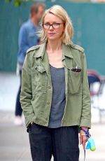 NAOMI WATTS Out with Her Dog in New York 10/03/2017
