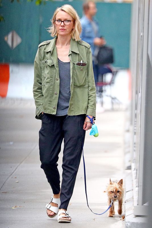 NAOMI WATTS Out with Her Dog in New York 10/03/2017