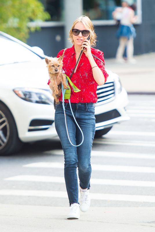 NAOMI WATTS Out with Her Dog in New York 10/07/2017