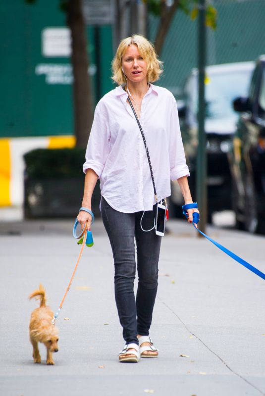 NAOMI WATTS Out with Her Dogs in New York 10/15/2017