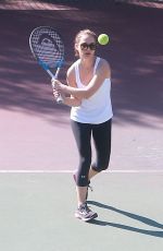 NATALIE PORTMAN Playing Tennis with Friends in Los Angeles 10/18/2017
