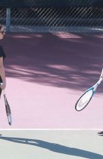 NATALIE PORTMAN Playing Tennis with Friends in Los Angeles 10/18/2017
