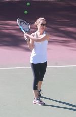 NATALIE PORTMAN Playing Tennis with Friends in Los Angeles 10/18/2017