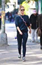 NINA AGDAL Out with Her Dog in New York 10/18/2017